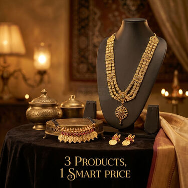Golden Rani Haar Necklace + Free Mangalsutra with Earrings (RHNFM1)