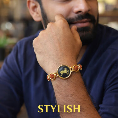 Golden Raashi 5 Mukhi Rudraksh Bracelet With Certificate (RSRB2)