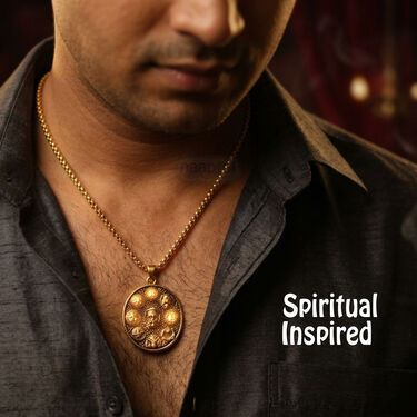 Golden Navgrah Bracelet With Navgrah Pendant Chain (NVBWPC1)