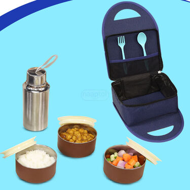 3 Vacuum Insulated Steel Lunch Box with Steel Bottle (3ISLBB2)