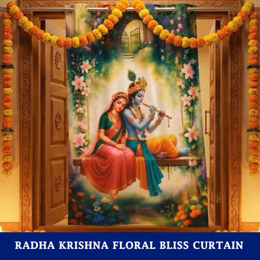 Radha Krishna Floral Bliss Curtain (CU19)