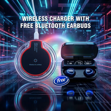Wireless Charger With Free Wireless Bluetooth Earbuds (FWC3)