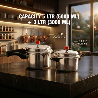 5 + 3 ltr Induction Base Pressure Cooker Combo (2PC3)