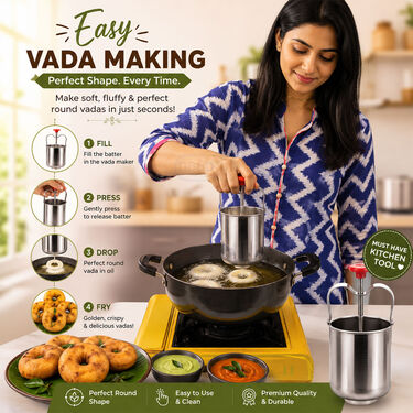 Stainless Steel 12 Cavity Idli Rack + Steel Medu Wada Maker (1IR1VM)