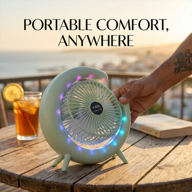 Rechargeable Stylish Desk Fan With RGB Lights (EF40)