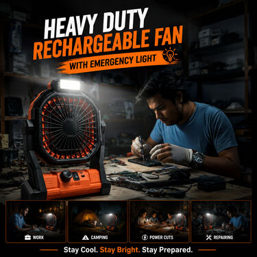 Heavy Duty Rechargeable Fan with Emergency Light (EF41)