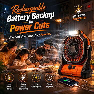 Heavy Duty Rechargeable Fan with Emergency Light (EF41)