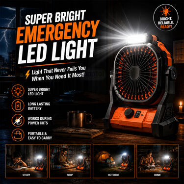 Heavy Duty Rechargeable Fan with Emergency Light (EF41)