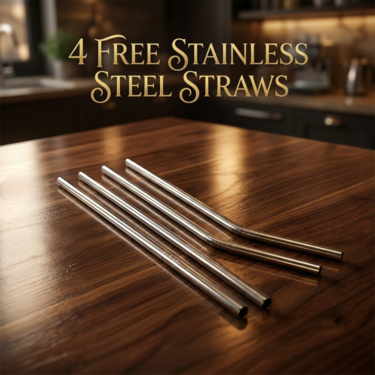 Stainless Steel Coconut Opener + 4 Pcs Stainless Steel Straw with Cleaning Brush (COS5)