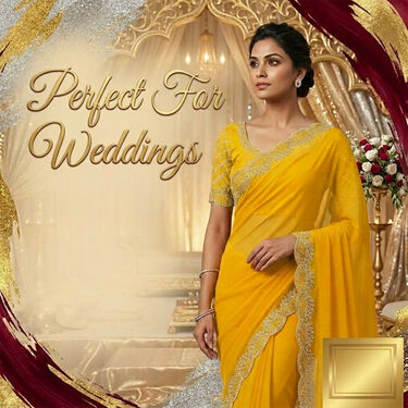 New Faux Georgette Shining Border Work Saree-Pick any 1 (GBS1)