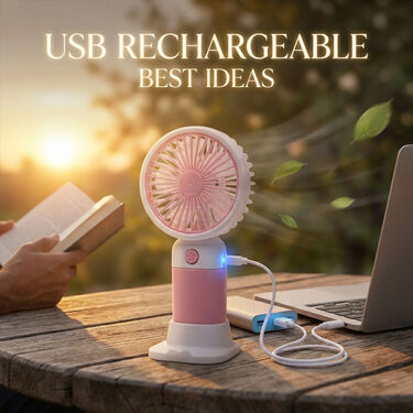 USB Rechargeable Small Hand Fan With Mobile Stand (EF43)