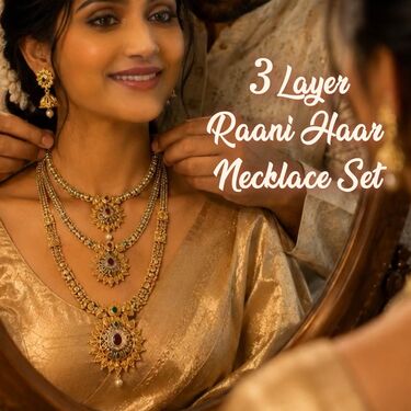 3 Layer Raani Haar Necklace Set (WJ1)