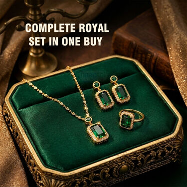 4 Pcs Emerald Green Coloured Jewellary Set (WJ2)