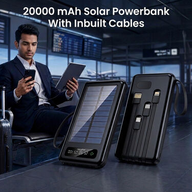20000 Mah Solar Powerbank With Inbuilt Cables (PB34A)