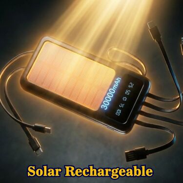 30000 Mah Solar Powerbank With Inbuilt Cables (PB17A)