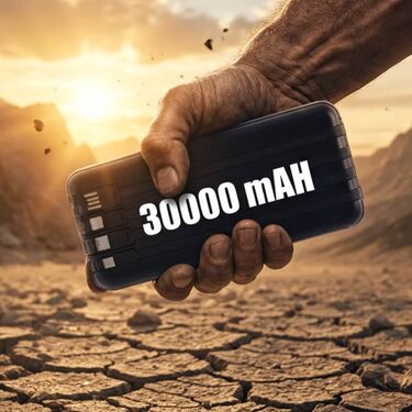 30000 Mah Solar Powerbank With Inbuilt Cables (PB17A)