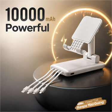 10000 MAh Powerbank With Inbuilt Stand And Cables (PB41)