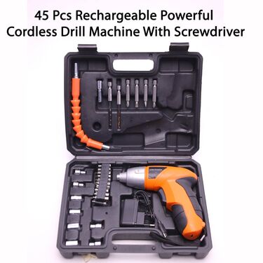 45 Pcs Rechargeable Powerful Cordless Drill Machine With Screwdriver (ET4)