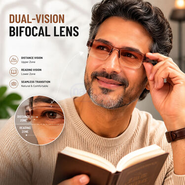 Rimless Bifocal Colored Adaptive Power Reading Glasses Buy 1 Get 2 Free (3BOC1RG2)