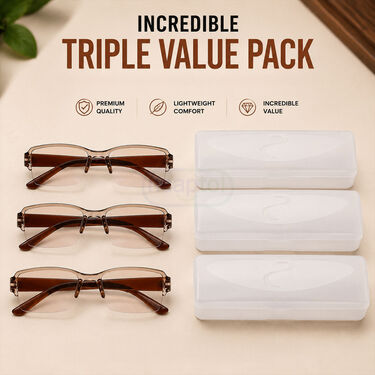 Rimless Bifocal Colored Adaptive Power Reading Glasses Buy 1 Get 2 Free (3BOC1RG2)