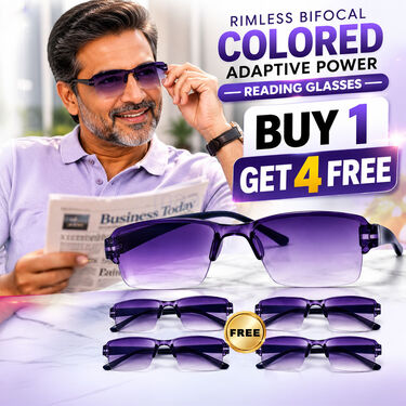 Rimless Bifocal Colored Adaptive Power Reading Glasses Buy 1 Get 4 Free (5BOC2RG2)