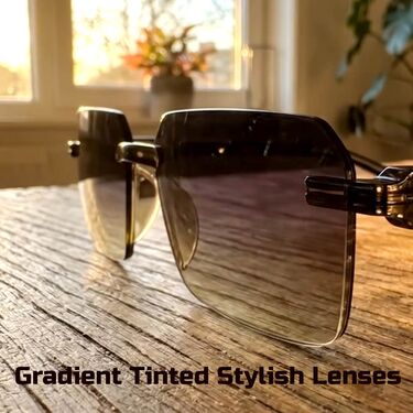Designer Rimless Rectangular Sunglasses B1G2 Free (3SG2)
