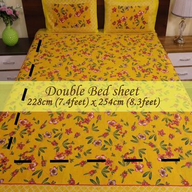 Floral Sunshine Cotton Rich Bedsheet With 2 Pillow Covers (DBS39)