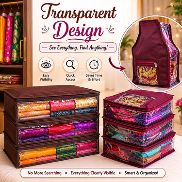 Pack of 3 Saree Cover With 3 Blouse Cover (6SC4)