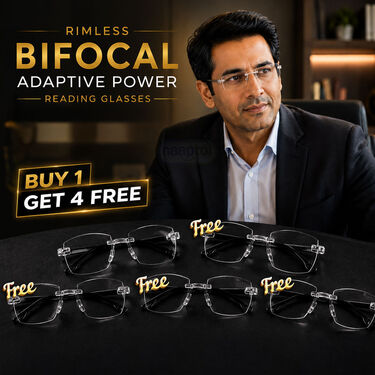 Rimless Bifocal Adaptive Power Reading Glasses Buy 1 Get 4 Free (5BORG1)