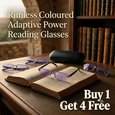 Rimless Coloured Adaptive Power Reading Glasses Buy 1 Get 4 Free (5OC2RG2)