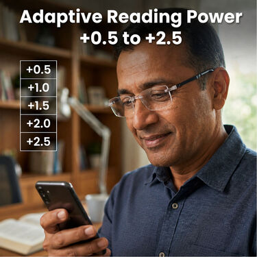 Rimless Foldable Adaptive Power Reading Glasses (FORG1)