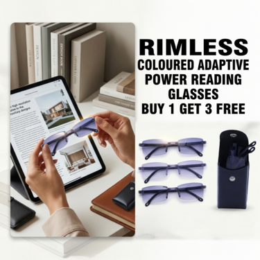 Rimless Folding Coloured Adaptive Power Reading Glasses Buy 1 Get 3 Free (4FOC2RG1)