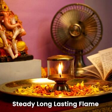 Brass Ghee Batti Diya with Glass Cover (1BGD1)