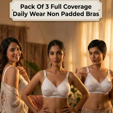 Pack of 3 Full Coverage Daily Wear Non Padded Bust Support Bra (3FCB10)