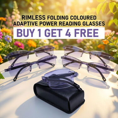 Rimless Folding Coloured Adaptive Power Reading Glasses Buy 1 Get 4 Free (5FOC2RG1)