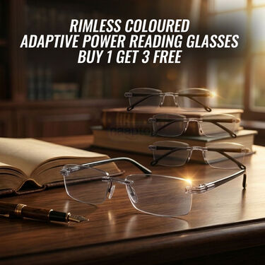Rimless Coloured Adaptive Power Reading Glasses Buy 1 Get 3 Free (4OC2RG1)