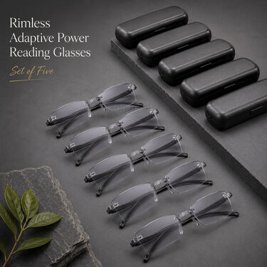 Rimless Coloured Adaptive Power Reading Glasses Buy 1 Get 4 Free (5OC2RG1)