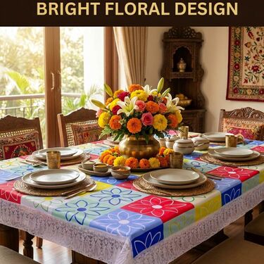 Waterproof Floral 6 Seater Dining Table Cover (TC3)