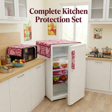 5 Pcs Fridge Cover Set With Oven Cover + 10 Free Gifts (5FC11)