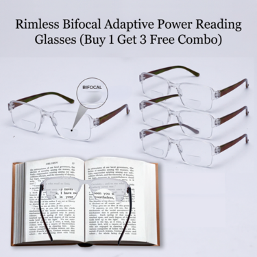 Rimless Bifocal Adaptive Power Reading Glasses Buy 1 Get 3 Free (4BORG2)