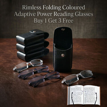 Rimless Folding Coloured Adaptive Power Reading Glasses Buy 1 Get 3 Free ((4FOC6RG1)