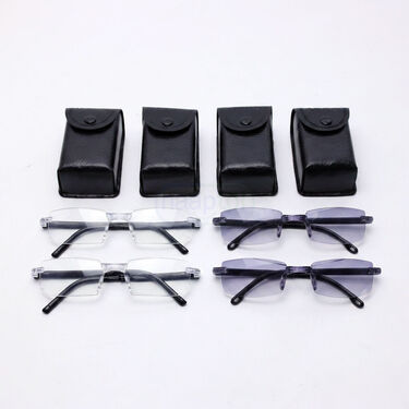 Rimless Folding Coloured Adaptive Power Reading Glasses Buy 1 Get 3 Free ((4FOC6RG1)
