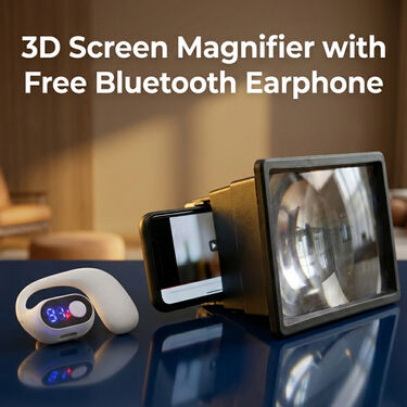 3D-Screen Magnifier With Free Wireless Bluetooth Calling Earphone (3DMPE3)
