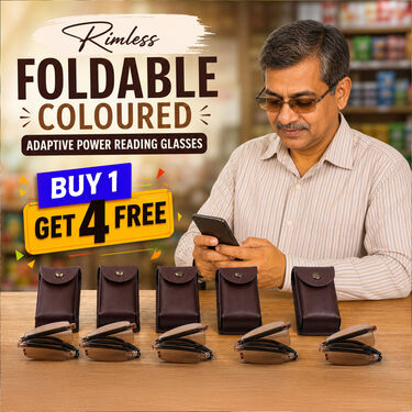 Rimless Foldable Coloured Adaptive Power Reading Glasses Buy 1 Get 4 Free (5FOC1RG1)