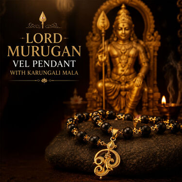 Lord Murugan Vel Pendant With Karungali Mala (SJP9)