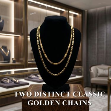Golden Watch + 2 Chain + Bracelet + Ring (MGW2CBR24)