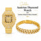 Golden Austrian Diamond Watch With Free Designer Bracelet (MGWB6)