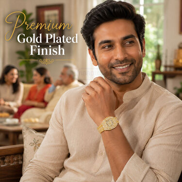 Golden Austrian Diamond Watch With Free Designer Bracelet (MGWB6)