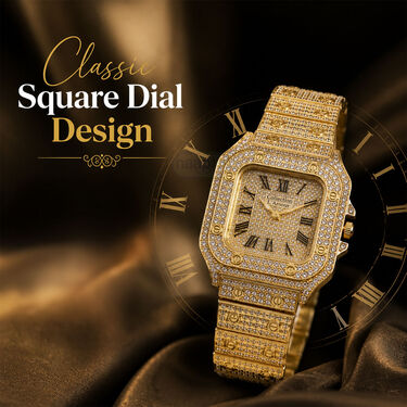Golden Austrian Diamond Watch With Free Designer Bracelet (MGWB6)