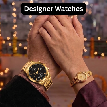 Mens Golden Watch With Free Ladies Designer Watch (MLGW19)